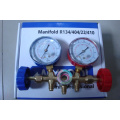 Three ways A/C Dual Manifold Gauge with/without Sight Glass in Aluminum or Brass